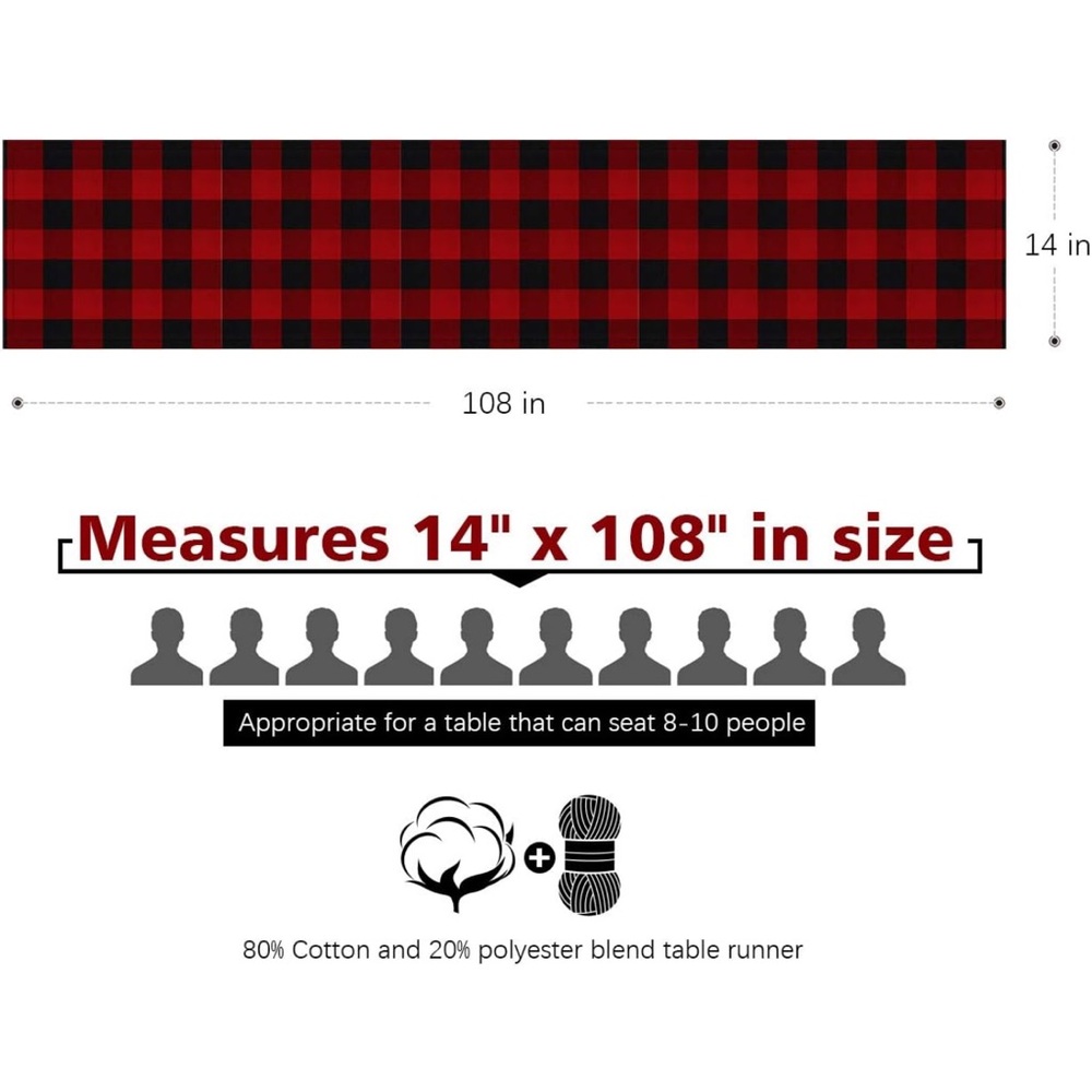 Red and Black Buffalo Plaid Table Runner
